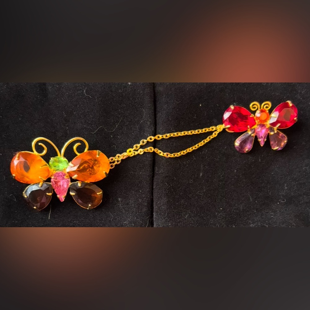 Joan Rivers Vibrant Butterfly Brooch with Orange and Red Accents